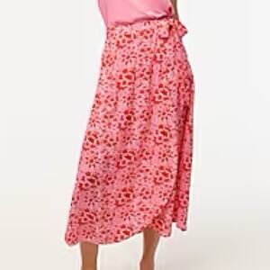 J. Crew Factory Wrap Azalea Belvedere Red midi skirt